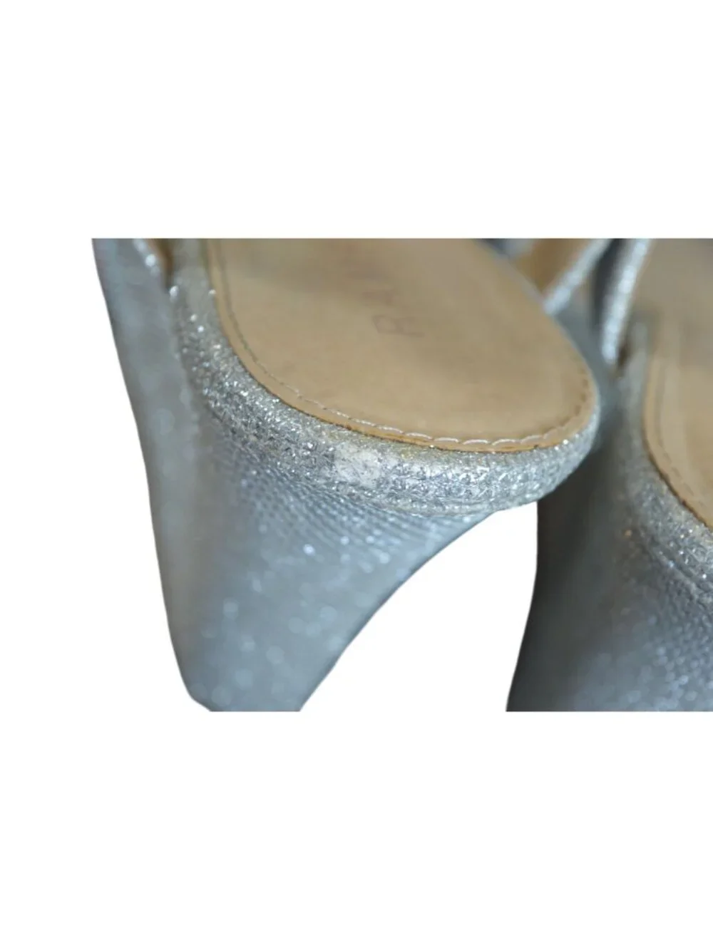 Rampage Candelas Silver Glitter Wedge Sandals Womens Size 6.5 Disco Party Dressy